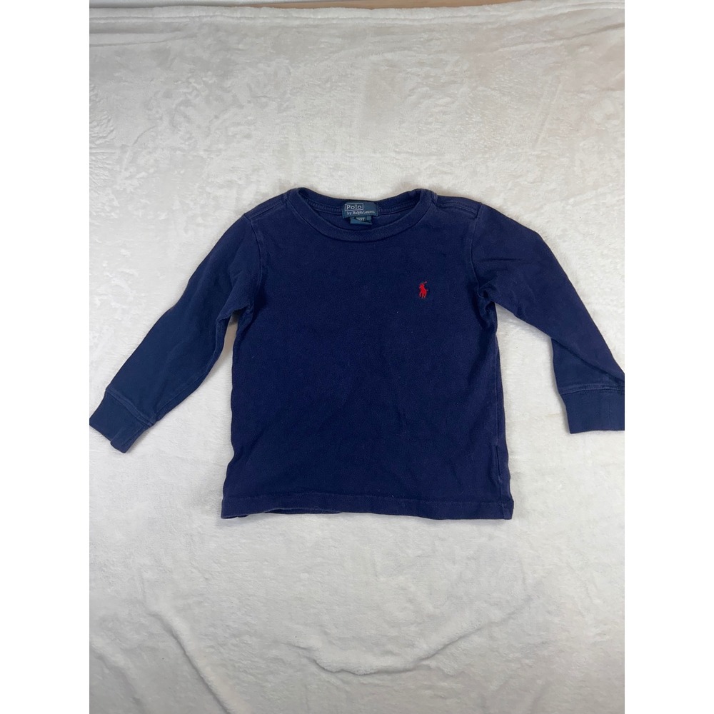 Polo Ralph Lauren Long Sleeve T-Shirt 2T Navy Blue Pony Logo Toddler Kids